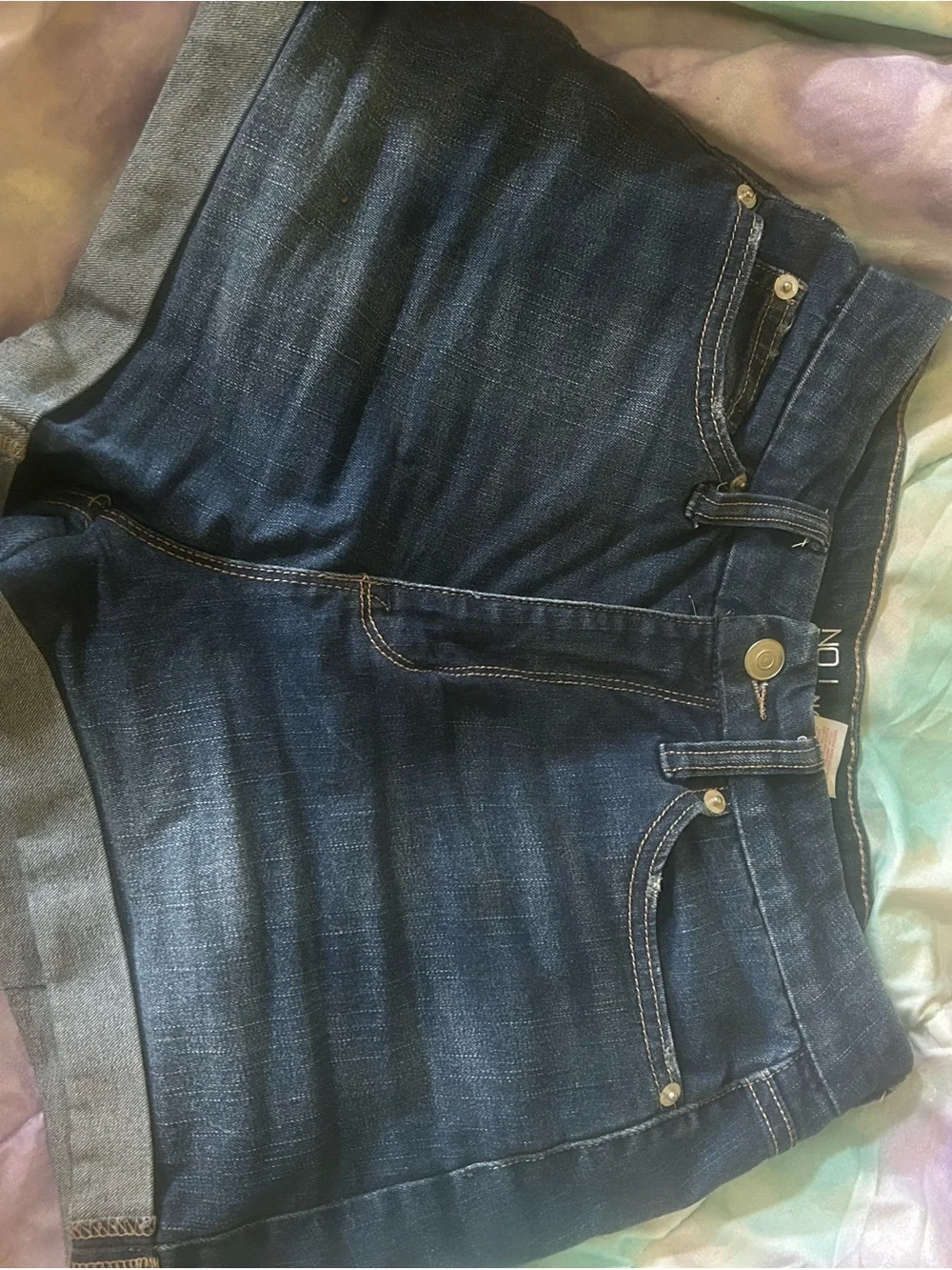 No Boundaries Dark Blue Cropped Denim Shorts